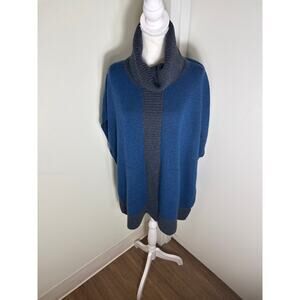 Kinross Blue and Gray 100% Cashmere Poncho One Size